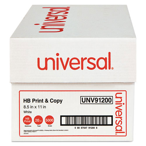 Universal Multipurpose Paper, 95-96 Bright, 20 Lb, 8 1/2 X 11, White, 5000 Sheets/carton
