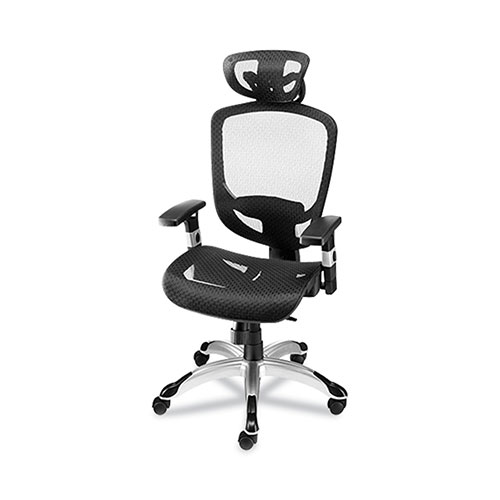 Union & Scale™ FlexFit Hyken Mesh Task Chair, Supports Up to 300 lbs, 17.24" to 20.98" Seat Height, Black Seat, Black Back.Silver Base