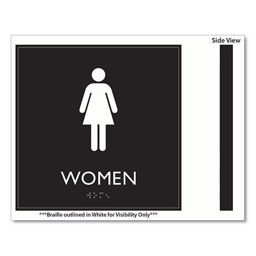 Headline® Sign ADA Sign, Women, Plastic, 8 x 8, Clear/White