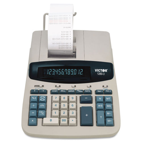 Victor 1260-3 Two-Color Heavy-Duty Printing Calculator, Black/Red Print, 4.6 Lines/Sec