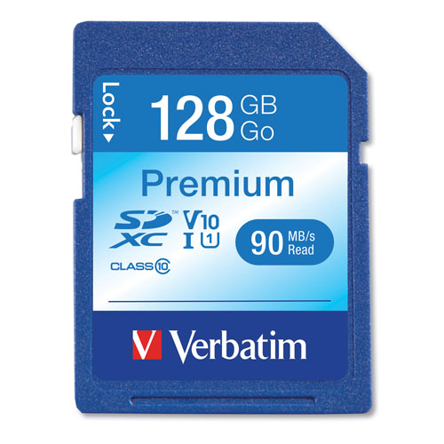 Verbatim 128GB Premium SDXC Memory Card, UHS-I V10 U1 Class 10, Up to 90MB/s Read Speed