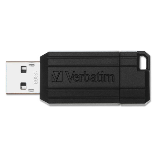 Verbatim PinStripe USB Flash Drive, 128 GB, Black