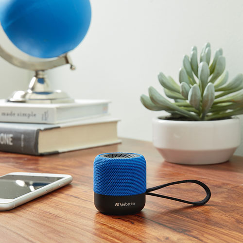 Verbatim Portable Bluetooth Speaker System - Blue - 100 Hz to 20 kHz - TrueWireless Stereo - Battery Rechargeable - 1 Pack