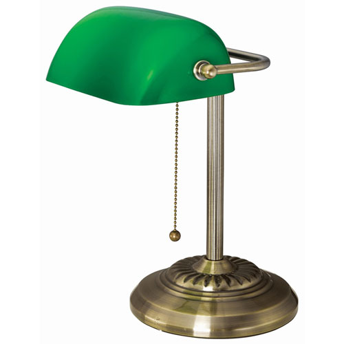 Victory Light Banker's Brass Desk Lamp - 10 W LED Bulb