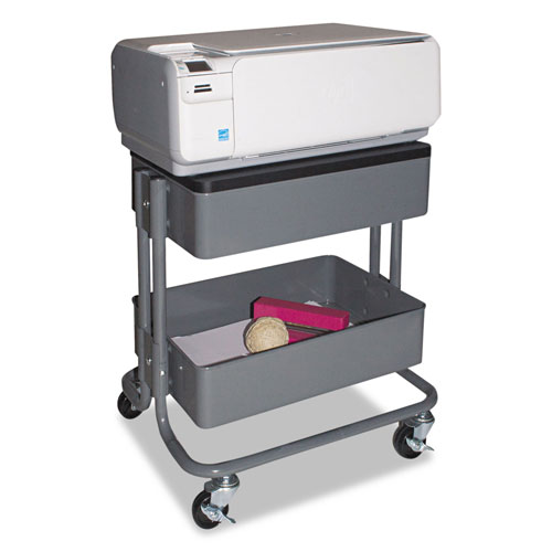 Vertiflex Products Multi-Use Storage Cart/Stand-Up Workstation, 15.25w x 11.25d x 18.5 to 39h, Gray