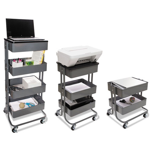 Vertiflex Products Multi-Use Storage Cart/Stand-Up Workstation, 15.25w x 11.25d x 18.5 to 39h, Gray