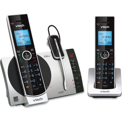 Vtech Cordless Headset Phone System, f/Cell Phone, 2 Handset, Black