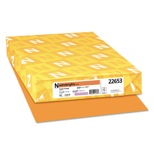 Neenah Paper Color Paper, 24 lb, 11 x 17, Cosmic Orange, 500/Ream