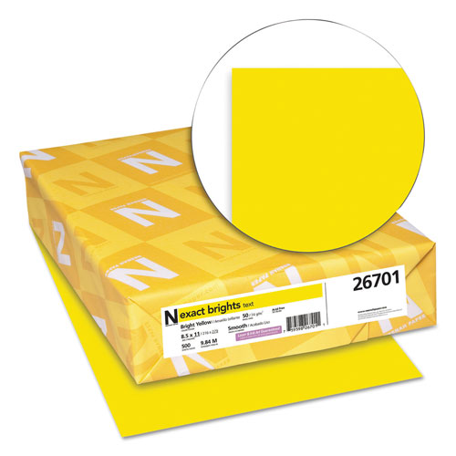 Neenah Paper Exact Brights Paper, 20lb, 8.5 x 11, Bright Yellow, 500/Ream