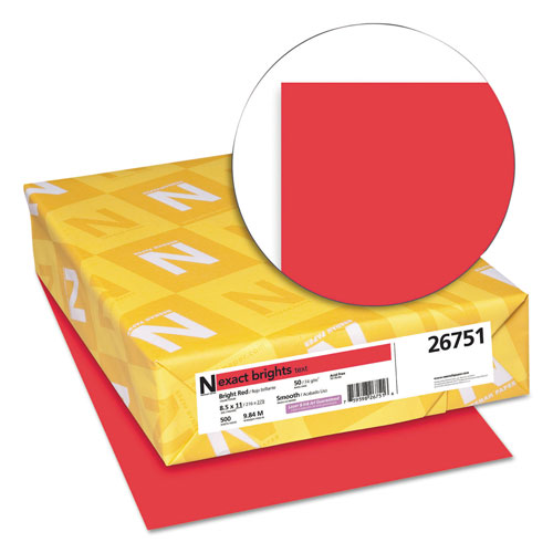 Neenah Paper Exact Brights Paper, 20lb, 8.5 x 11, Bright Red, 500/Ream