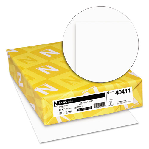 Neenah Paper Exact Index Card Stock, 94 Bright, 110lb, 8.5 x 11, White, 250/Pack