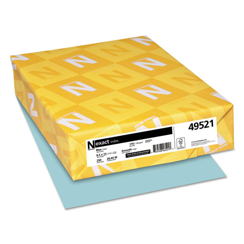 Neenah Paper Exact Index Card Stock, 110lb, 8.5 x 11, Blue, 250/Pack