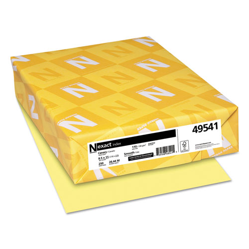 Neenah Paper Exact Index Card Stock, 110lb, 8.5 x 11, Canary, 250/Pack