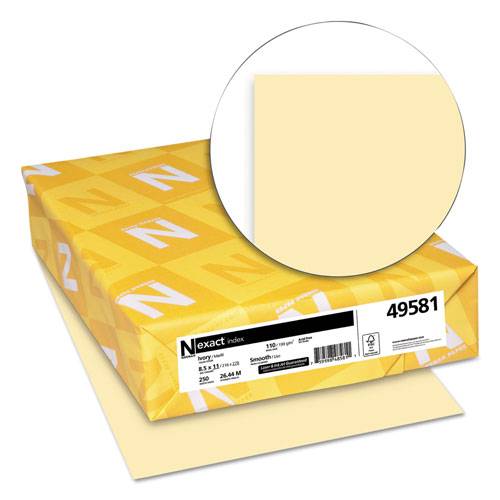 Neenah Paper Exact Index Card Stock, 110lb, 8.5 x 11, Ivory, 250/Pack