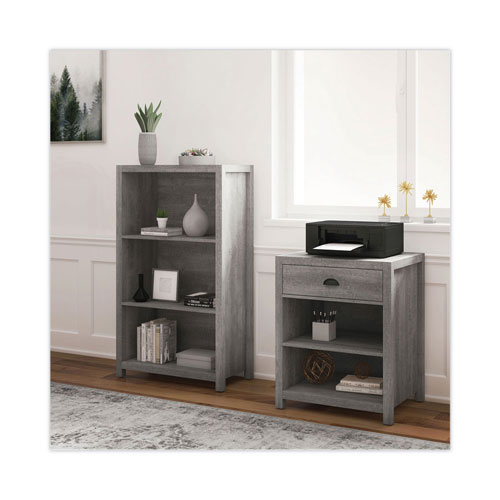 Whalen® Fallbrook Bookcase, Three-Shelf, 28w x 14d x 48.25h, Smoked Ash/Rustic Warm Gray