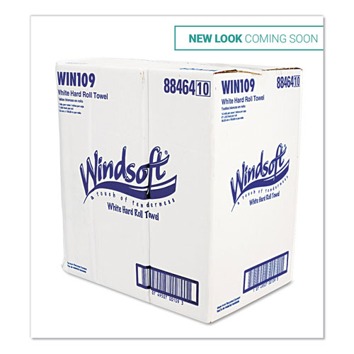 Windsoft Hardwound Roll Towels, 8 x 350 ft, White, 12 Rolls/Carton