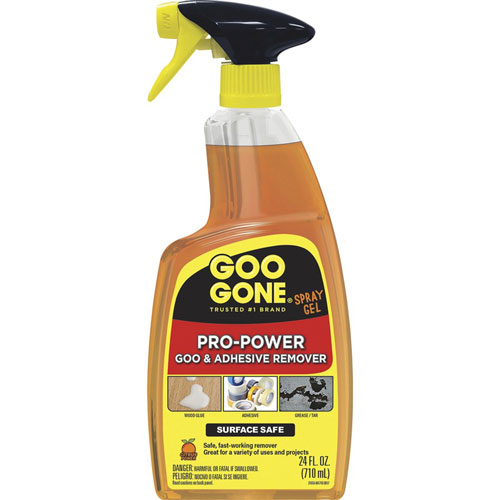 Goo Gone® Spray Gel, 24 fl oz, For Tar, Glue, Caulk, Sealant, Tree Sap, Wet Paint, Asphalt, Ink, Marker Soot, Yellow, Citrus Extract 4/Carton