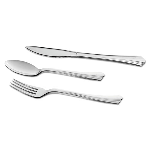 WNA Comet Reflections Heavyweight Plastic Utensils, Fork, Silver, 7