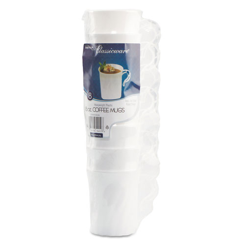 WNA Comet Classicware Plastic Coffee Mugs, 8 oz., White, 192/Carton