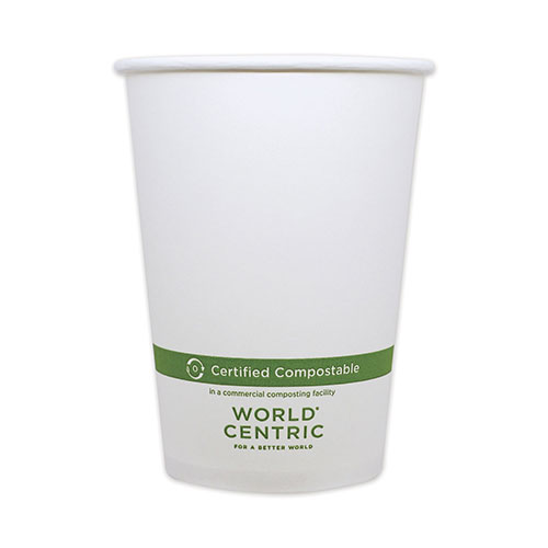 World Centric Paper Bowls, 4.4" dia x 5.8", 32 oz, White, 500/Carton