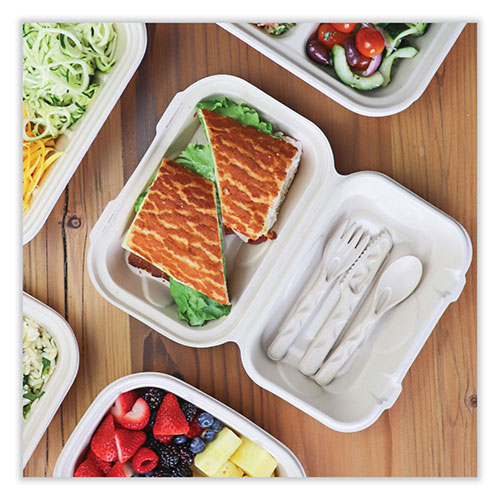 World Centric Fiber Hinged Containers, Hoagie Box, 9.2 x 6.4 x 3.1, Natural, Paper, 500/Carton