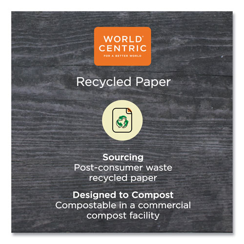 World Centric 100 Percent PCW Recycled Paper Towels, 1-Ply, 9 x 9, Natural, 250/Pack, 16 Packs/Carton