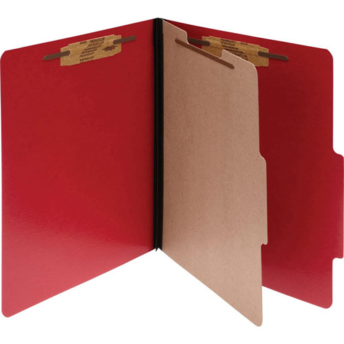 Acco ColorLife PRESSTEX Classification Folders, 1 Divider, Letter Size, Executive Red, 10/Box