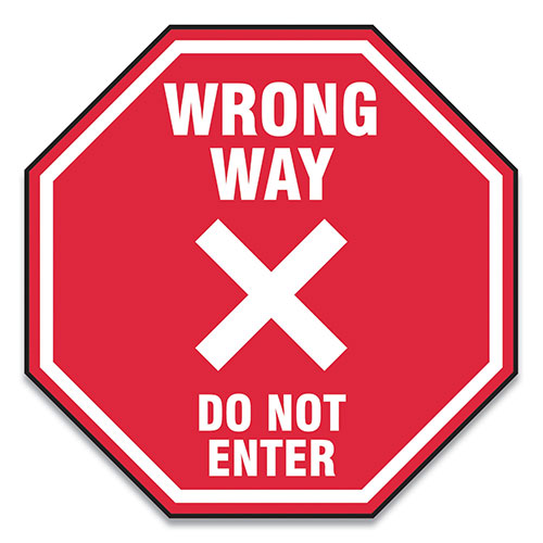 Accuform® Slip-Gard Social Distance Floor Signs, 12 x 12, "Wrong Way Do Not Enter", Red, 25/Pack