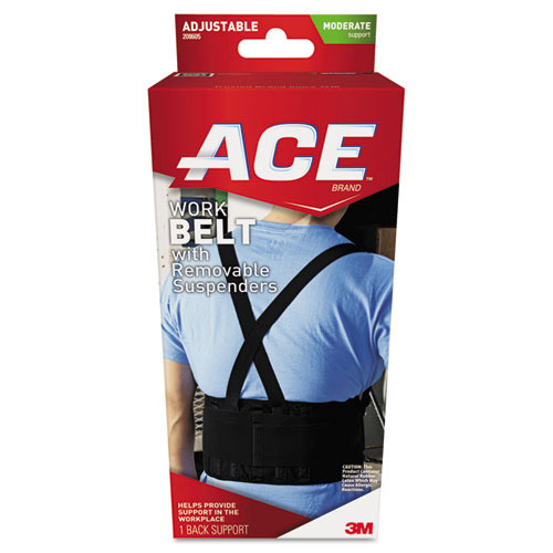 Ace Office Products Work Belt with Removable Suspenders, One Size Fits All, Up to 48" Waist Size, Black