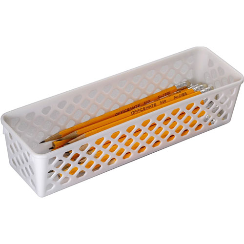 Achieva Officemate Achieva® Long Supply Basket, 3/PK - 3.4", x 10.1" x 3.6" Depth - Compact, Stackable, Storage Space - White - Plastic - 3 / Pack