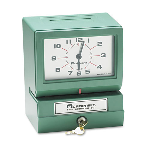 Acroprint Time Recorder Time Recorder 012070400 Model 150 Analog Automatic Print Time Clock With Date/1-12 Hours/Minutes