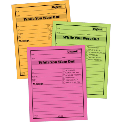 Adam Message Pad, "While You Where Out", 5"x4", Neon Assorted Colors