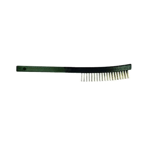 Advance Brush Curved Handle Scratch Brushes, 13 3/4", 3X19 Rows, SS Wire, Plastic Handle