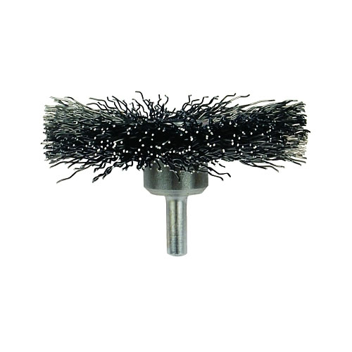 Advance Brush Mounted Crimped Wheel Brushes, Carbon Steel, 20,000 rpm, 3" x 0.014"