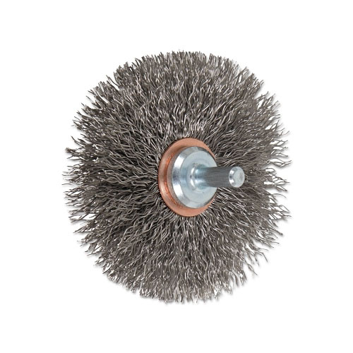 Advance Brush Mounted Crimped Wheel Brushes, Stainless Steel, 20,000 rpm, 3 in x 0.014 in
