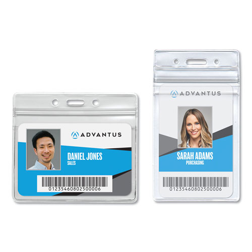 Advantus Resealable ID Badge Holder, Horizontal, 4.13 x 3.75, Clear, 50/Pack