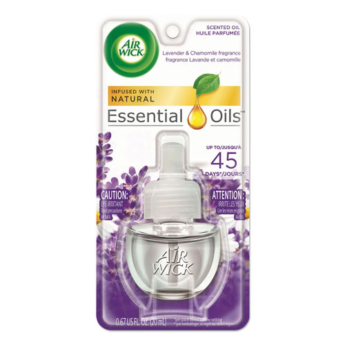 Air Wick Scented Oil Refill, Lavender & Chamomile, 0.67 oz, Purple, 8/Carton