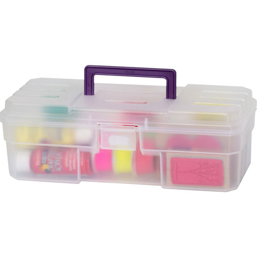 Akro-Mills Supply Box, 6"x12"x4", Plastic, Clear/Purple