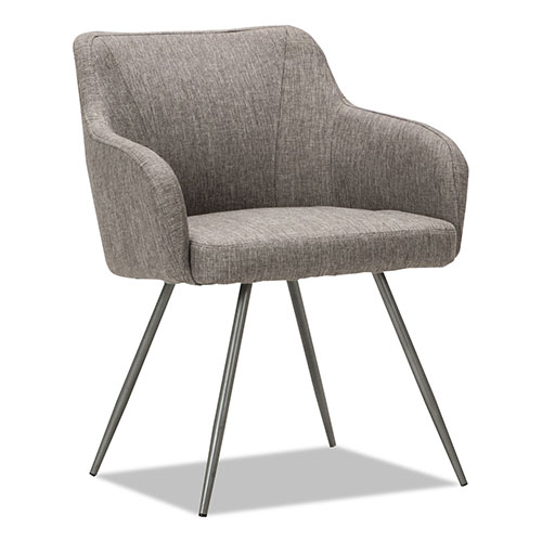 Alera Captain Series Guest Chair, 24" x 24.5" x 30.25", Gray Tweed Seat/Gray Tweed Back, Chrome Base