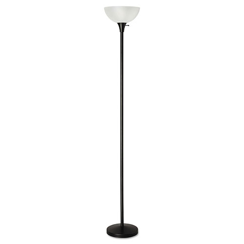 Alera Floor Lamp, 71" High, Translucent Plastic Shade, 11.25"w x 11.25"d x 71"h, Matte Black