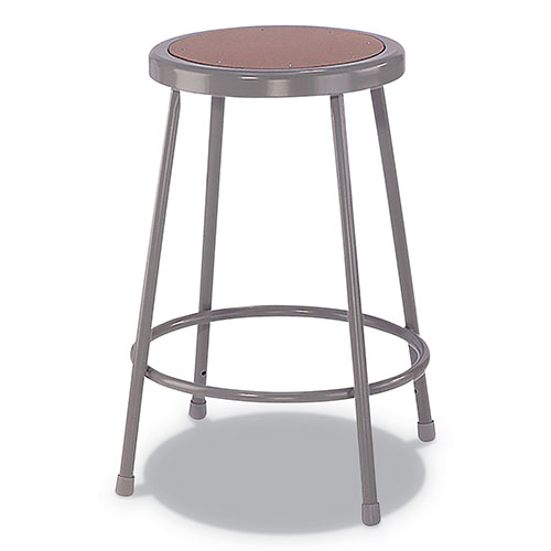 Alera Industrial Metal Shop Stool, 24" Seat Height, Supports up to 300 lbs., Brown Seat/Gray Back, Gray Base