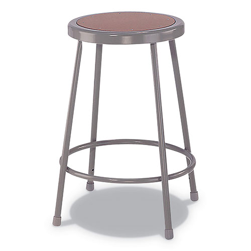 Alera Industrial Metal Shop Stool, 30" Seat Height, Supports up to 300 lbs., Brown Seat/Gray Back, Gray Base