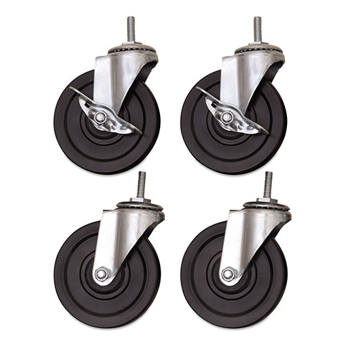 Alera Optional Casters for Wire Shelving, 200 lbs/Caster, Gray/Black, 4/Set