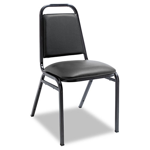 Alera Padded Steel Stacking Chair, Supports Up to 250 lb, 18.5" Seat Height, Black Seat, Black Back, Black Base, 4/Carton