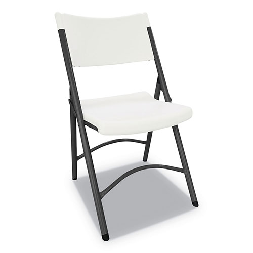 Alera Premium Molded Resin Folding Chair, White Seat/White Back, Dark Gray Base