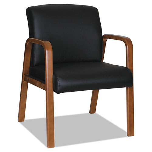 Alera Reception Lounge WL Series Guest Chair, 24.21'' x 26.14'' x 32.67'', Black Seat/Black Back, Walnut Base