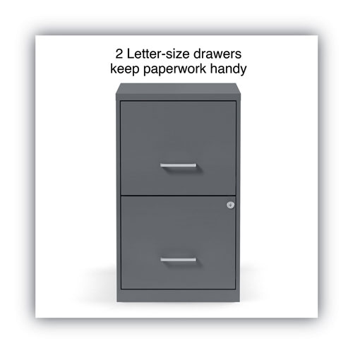 Alera Soho Vertical File Cabinet, 2 Drawers: File/File, Letter, Charcoal, 14" x 18" x 24.1"