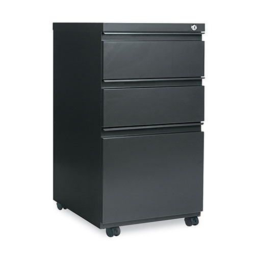 Alera Three-Drawer Metal Pedestal File with Full-Length Pull, 14.96w x 19.29d x 27.75h, Charcoal