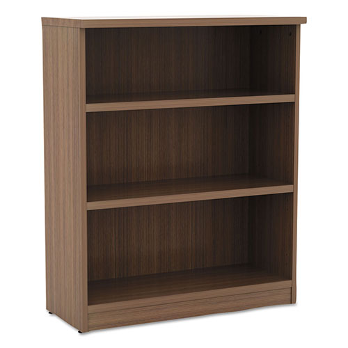 Alera Valencia Series Bookcase, Three-Shelf, 31 3/4w x 14d x 39 3/8h, Mod Walnut