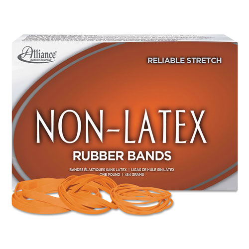 Alliance Rubber Non-Latex Rubber Bands, Size 117B, 0.04" Gauge, Orange, 1 lb Box, 250/Box